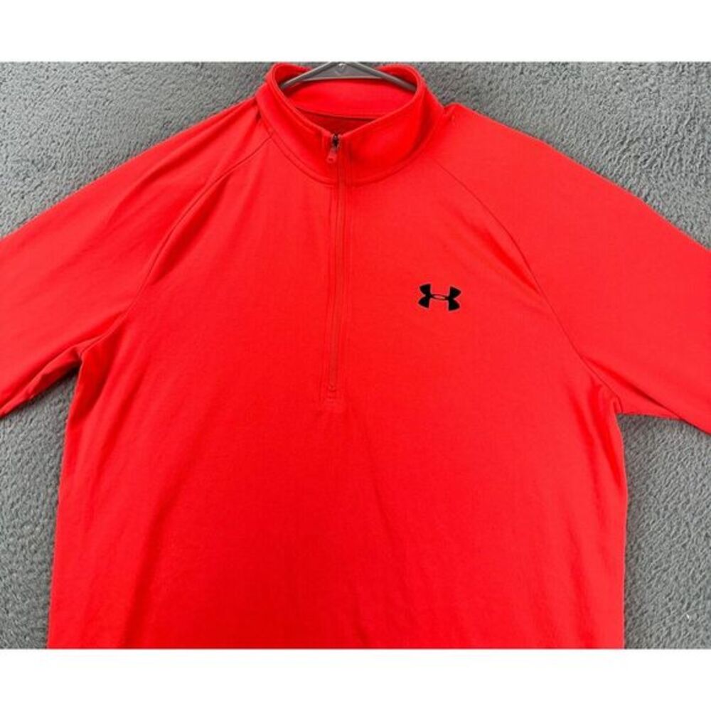 Under Armour Shirt Mens Large Heat Gear Orange High Visibility Athletic Pullover